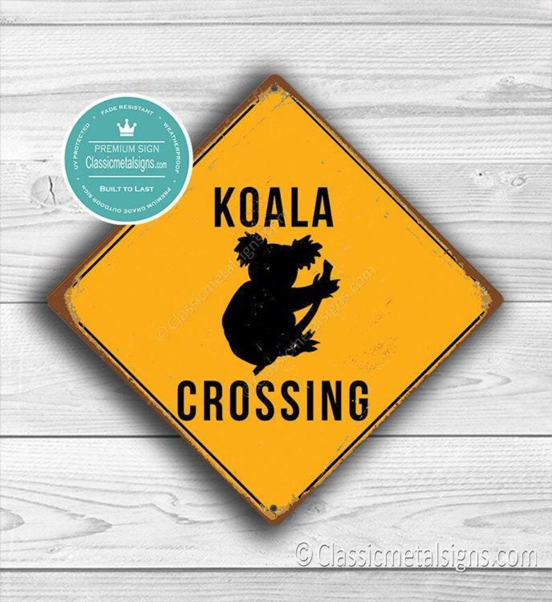 Koala Crossing-bord: Rustieke vintage look - Geschikt voor binnen en buiten afbeelding 2
