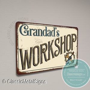 Grandad&#39;s Workshop Sign: Rustic Aluminum Composite Garage Decor