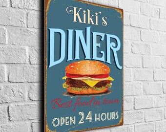 Kiki’s Diner Sign: Vintage Kitchen or Café Wall Décor for Home or Restaurant