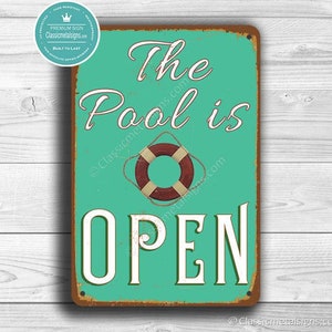 POOL SIGN, Pool Signs, Pool, Swimming Pool, Swimming Pool Signs, Pool is Open, Pool Decor, Swimming Pool Decor, Swimming Pool Art, Pool Sign image 1