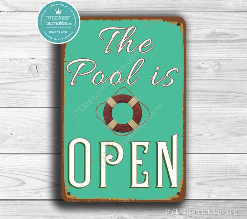 POOL SIGN, Pool Signs, Pool, Swimming Pool, Swimming Pool Signs, Pool is Open, Pool Decor, Swimming Pool Decor, Swimming Pool Art, Pool Sign image 1