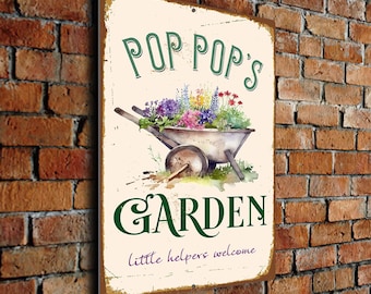 Pop Pops trädgårdsskylt, väderbeständig utomhusdekor i vintagestil för morfar