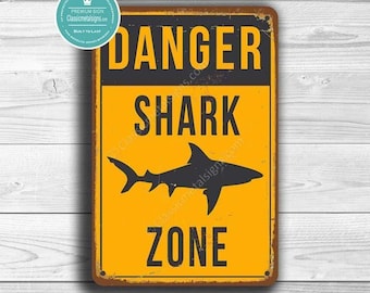 Danger Shark Zone Sign: Vintage Style Bar Decor