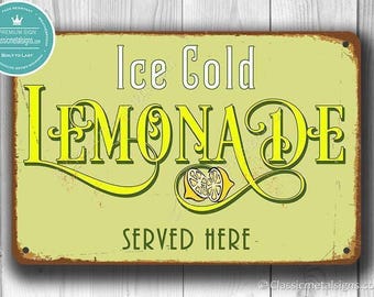 Vintage Style Lemonade Sign: Ice Cold Drink Décor