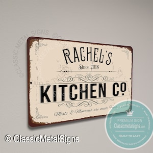 CUSTOM KITCHEN CO Sign, Personalized Kitchen Sign, Vintage style Kitchen Sign, Customizable Kitchen Signs, Kitchen Decor, Kitchen Signs image 1