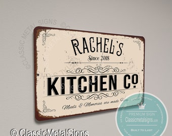 CUSTOM KITCHEN CO Sign, Personalized Kitchen Sign, Vintage style Kitchen Sign, Customizable Kitchen Signs, Kitchen Decor, Kitchen Signs