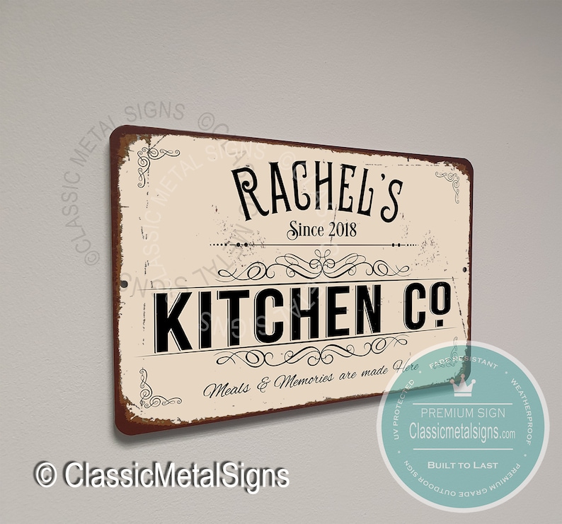 CUSTOM KITCHEN CO Sign, Personalized Kitchen Sign, Vintage style Kitchen Sign, Customizable Kitchen Signs, Kitchen Decor, Kitchen Signs image 1