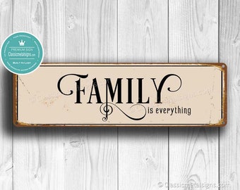 Signe FAMILY IS EVERYTHING, Family Signs, Style vintage Signe La famille c'est tout, nom de famille, décoration murale familiale, La famille c'est tout