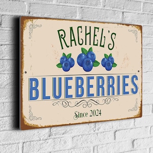 Blueberries Garden Sign - Custom Rustic Outdoor Decoration