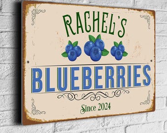 Blueberries Garden Sign - Custom Rustic Outdoor Decoration