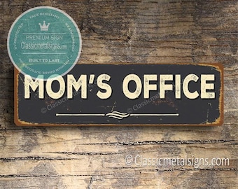 Mom's Office Sign: Rustic Vintage Style Door Plaque