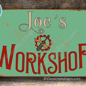 Custom Workshop Sign: Personalized Vintage Wall Décor for Garages and Workshops