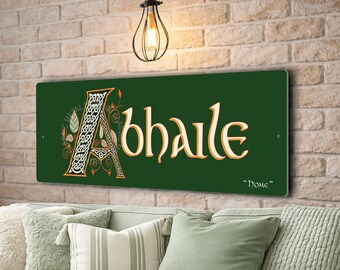 Abhaile Irish Home Sign | Celtic Knotwork Aluminum Wall Art | Fáilte Decor