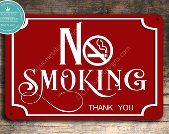 NO SMOKING SIGN, No Smoking Signs, No Smoking, Red No Smoking Sign, Classic Style No Smoking Sign, Restaurant Decor, Cafe Decor, Diner Decor