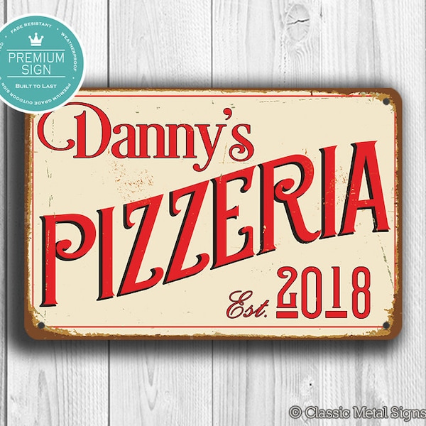 CUSTOM PIZZERIA SIGN, Personalized Kitchen Sign, Vintage Style Kitchen Sign, Pizzeria Sign, Custom Kitchen Sign
