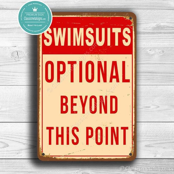 SWIMSUITS OPTIONAL POOL Sign, Pool Signs, Vintage style Pool Sign, Pool sign, Swimming pool sign, Outdoor Pool Signs, Pool Decor, pool party