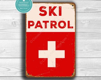 SKI PATROL SIGN, Ski Patrol Signs, Vintage style Ski Patrol sign, Ski Decor, Ski Sign, Ski Poster, Ski, Ski Signs, Skiing signs, Ski Patrol