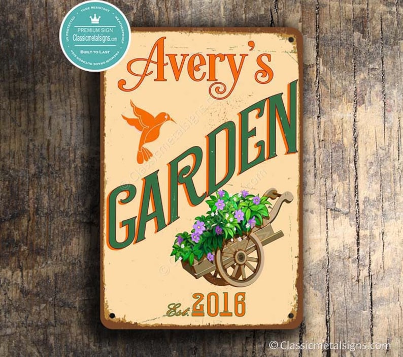 CUSTOM GARDEN SIGN Personalized Garden Sign Vintage style | Etsy