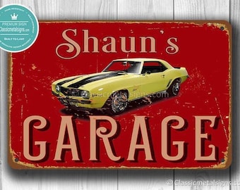 Custom Camaro Garage Sign for Car Enthusiasts, Personalized Bold Automotive Wall Decor