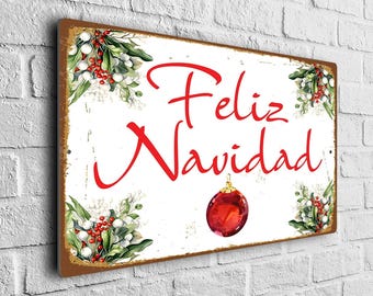Feliz Navidad / Decorazioni natalizie spagnole / Buon segno di Natale / Natale spagnolo - Italia