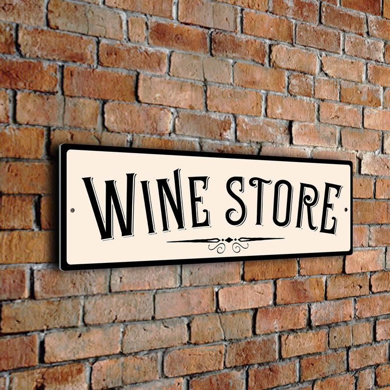 WINE STORE Sign, Classic Style Wine Store Sign with UV Protected Fade resistant Print. Wine Store Gift Ideas, Wine, Plaque for Wine Store, Cream