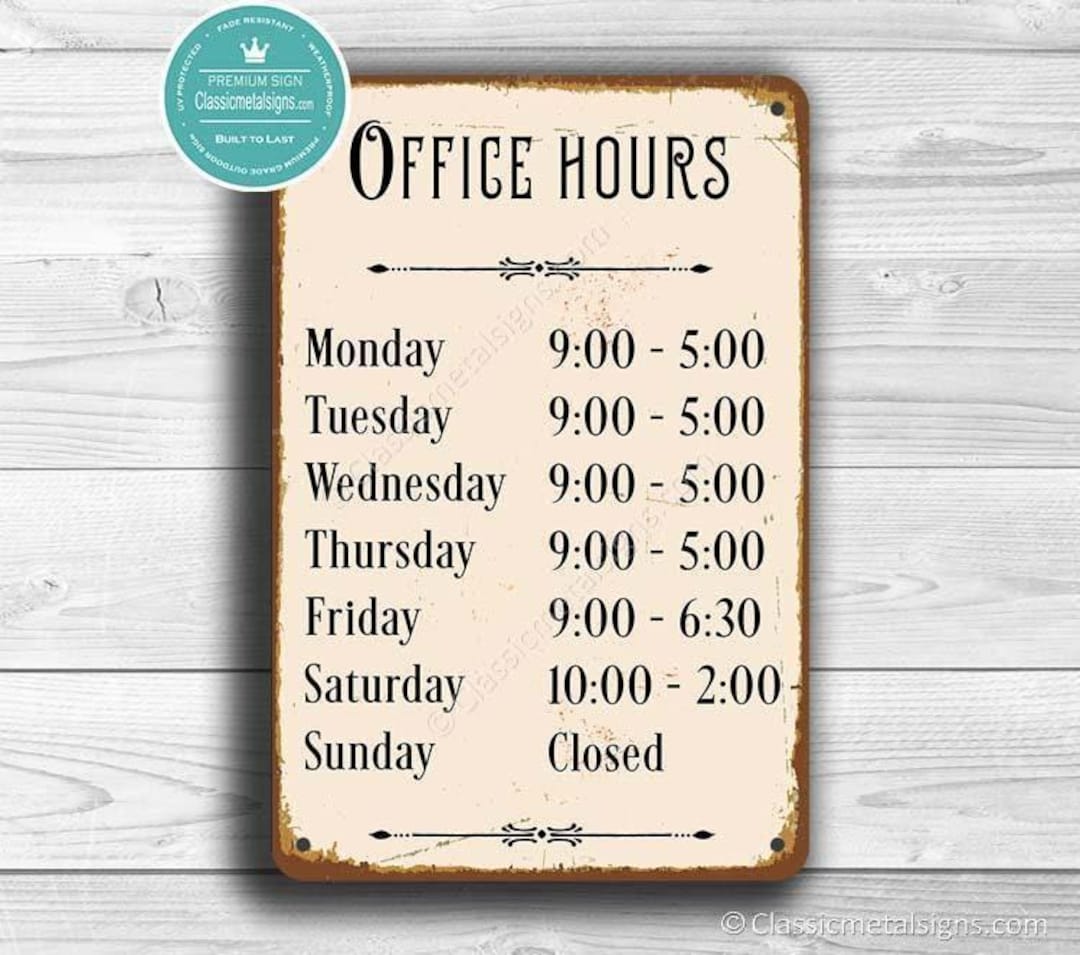 Adminstrative Hour. Sign Customizable Office Hours Sign: for Businesses or Home Offices, Vintage ...