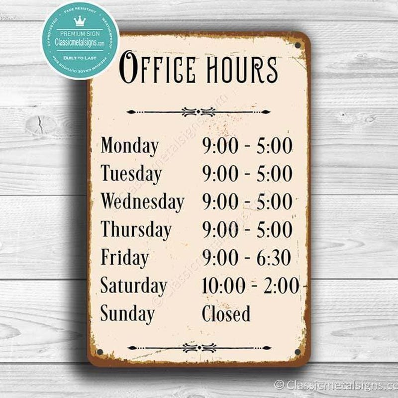 Office Timing Sign Office Hours Signs - Etsy