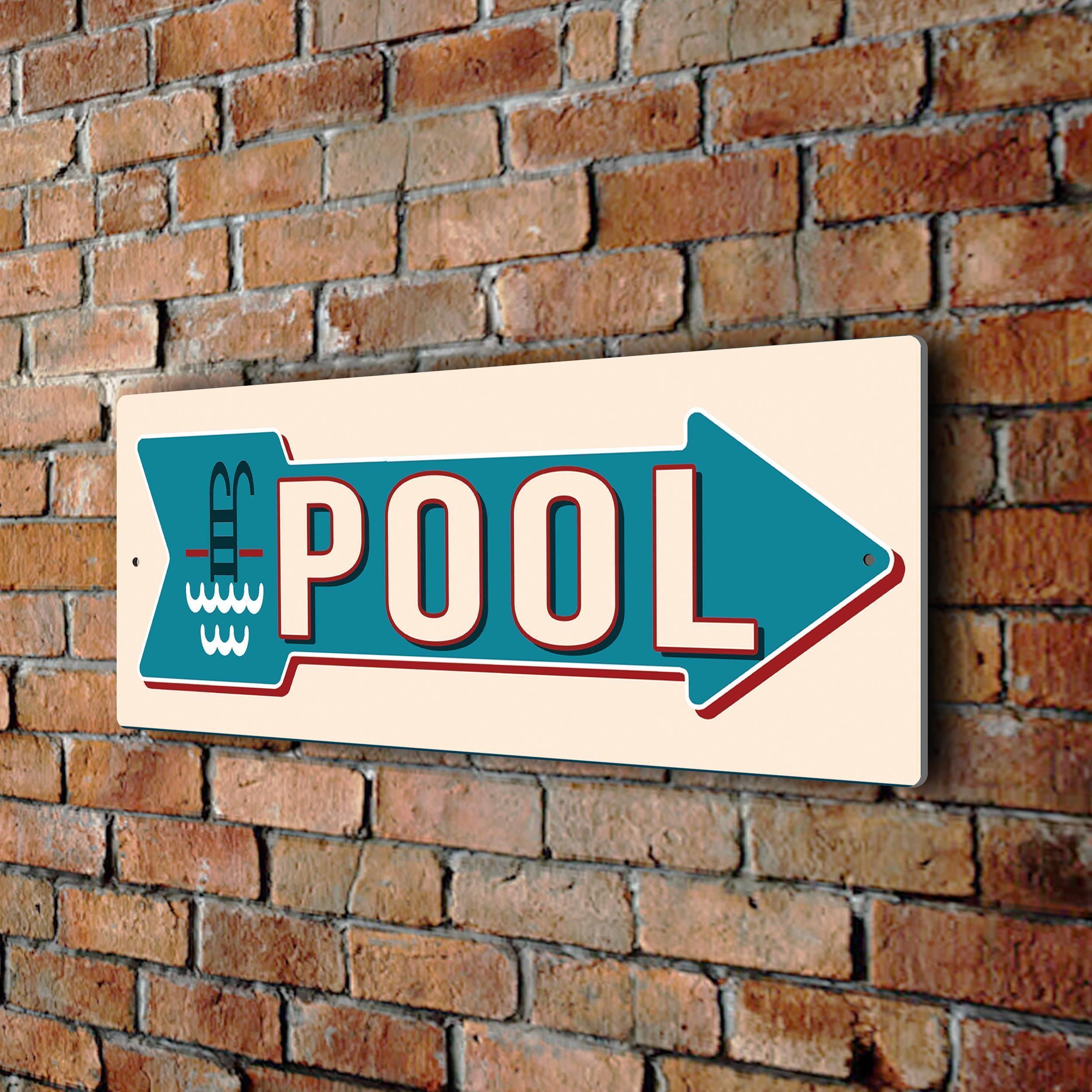 Classic Pool Directional Arrow Sign: for Outdoor Spaces, Vintage Style ...