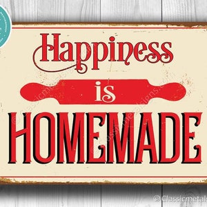 HAPPINESS IS HOMEMADE bord, bord in vintage stijl, geluk is zelfgemaakt, bord thuis, keukendecor, woondecoratie, housewarming cadeau, zelfgemaakt