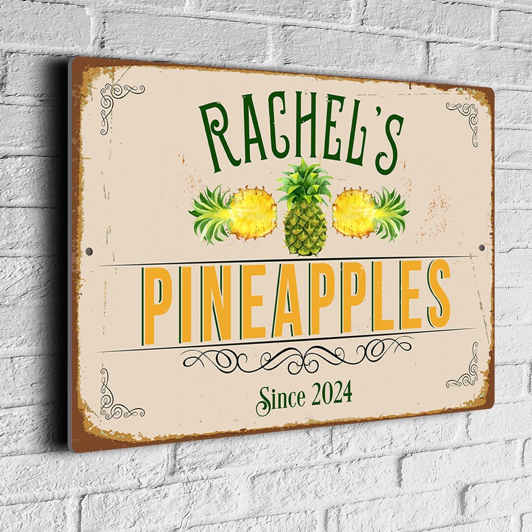 Personalized Pineapple Sign: Rustic Vintage Style Outdoor Decor - Etsy