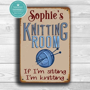 CUSTOM KNITTING ROOM Sign, Personalized Knitting Room Sign, Vintage style Knitting Room Sign, Customizable Signs, Knitting Room Decor,