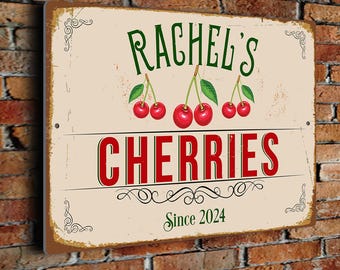 Cherries Garden Sign: Custom Vintage Style - Weather Resistant - Etsy
