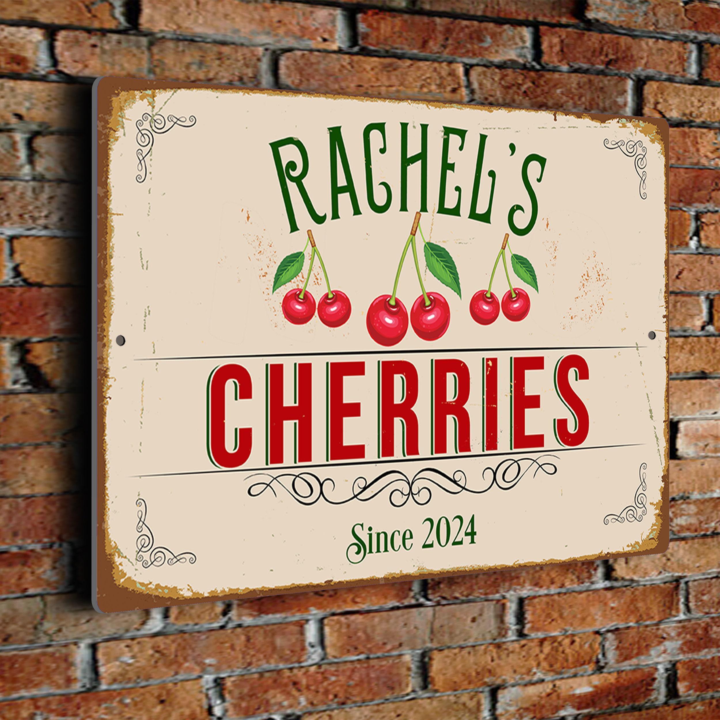 Cherries Garden Sign: Custom Vintage Style - Weather Resistant - Etsy