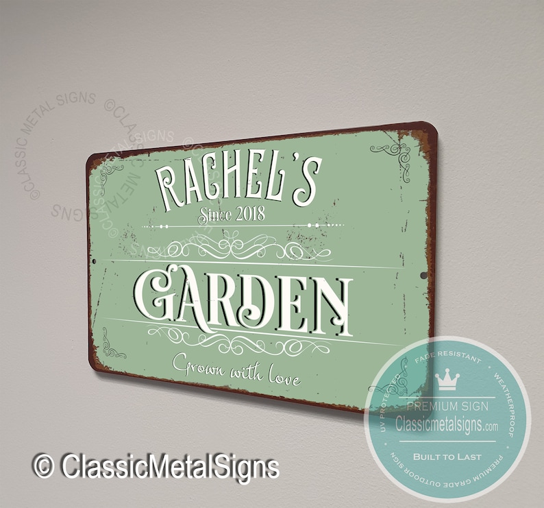 PERSONALIZED GARDEN SIGN, Outdoor Garden Sign, Garden, Vintage style Garden Sign, Gift for Gardener, Gardener Gift Ideas, Custom Garden Sign image 2