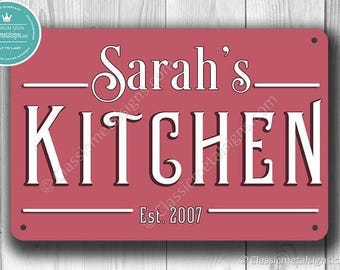 Custom Kitchen Sign, Vintage Style, Personalized Name and Date (Multiple Sizes)