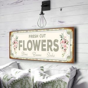 Fresh Cut Flowers Sign | Vintage Farmhouse Style Décor