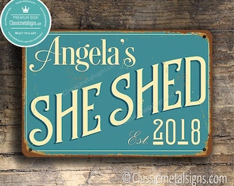 She Shed Sign: Retro Vintage Look - Customizable Text