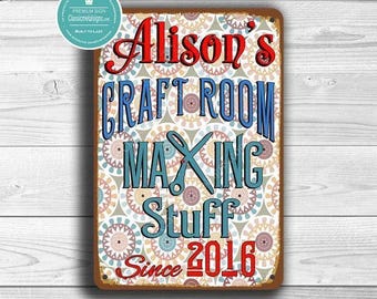 Craft Room Sign: Custom Vintage Style Decor (Name and Year Personalization)