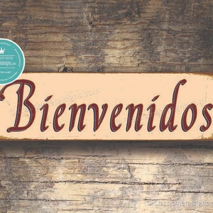 BIENVENIDOS SPANISH WELCOME Sign, Bienvenidos Signs, Bienvenidos Spanish Old World Welcome Sign, Spanish Sign Decor, Spanish Decor, Welcome image 2