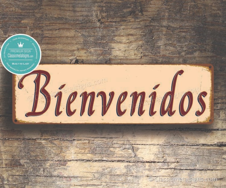 BIENVENIDOS SPANISH WELCOME Sign, Bienvenidos Signs, Bienvenidos Spanish Old World Welcome Sign, Spanish Sign Decor, Spanish Decor, Welcome image 2