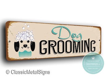 Dog Grooming Sign Vintage Style Pet Salon Decorative Wall Art Display