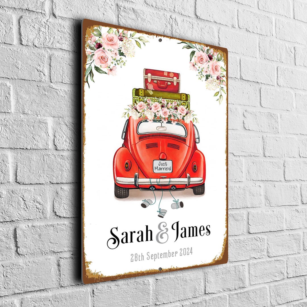 Custom Red Wedding Sign: Personalized Vintage Décor for Receptions and ...