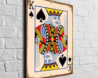 King of Spades Sign: Retro Card Design - Weather Resistant