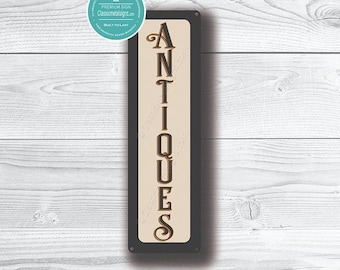Antiques Sign: Vintage Rustic Wall Decor (20x6 Inches)
