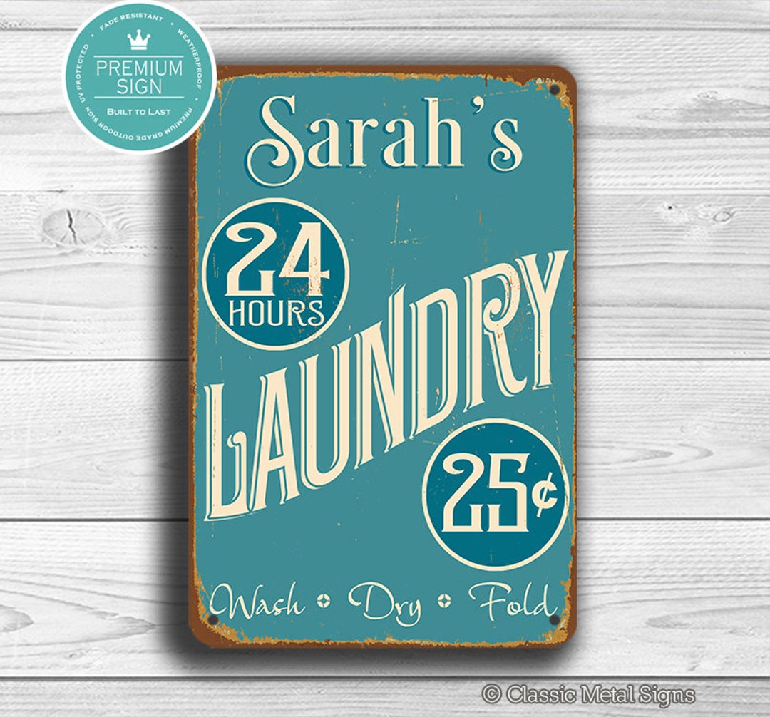 CUSTOM LAUNDRY SIGN, Personalized Laundry Sign, Vintage Style Laundry