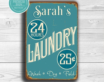 CUSTOM LAUNDRY SIGN, Personalized Laundry Sign, Vintage style Laundry Sign, Customizable Laundry sign, Custom Outdoor Sign, Laundry Signs