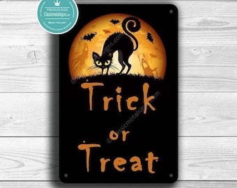 Vintage Halloween Trick or Treat Sign - Rustic, Ready to Hang