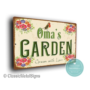 Oma’s Garden Marker, Weatherproof Floral Gift for Grandma’s Outdoor Retreat