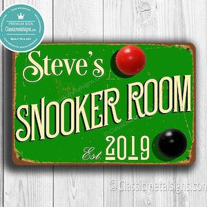CUSTOM SNOOKER ROOM Sign, Customizable Snooker Signs, Vintage style Snooker Sign, Personalized Snooker sign, Gift for Him, Snooker Room