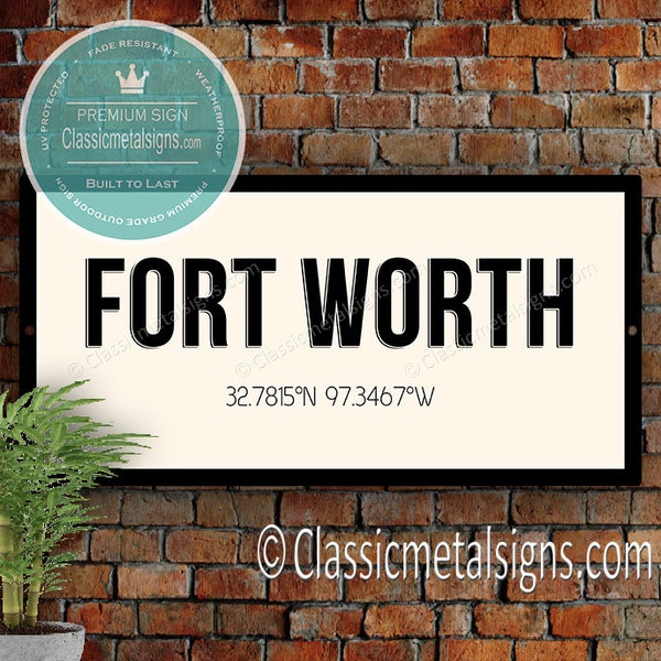 FORT WORTH Coordinates | Apartment Decor | City Decor | Fort Worth Sign | Housewarming Gift | New Home Gift  | Fort Worth